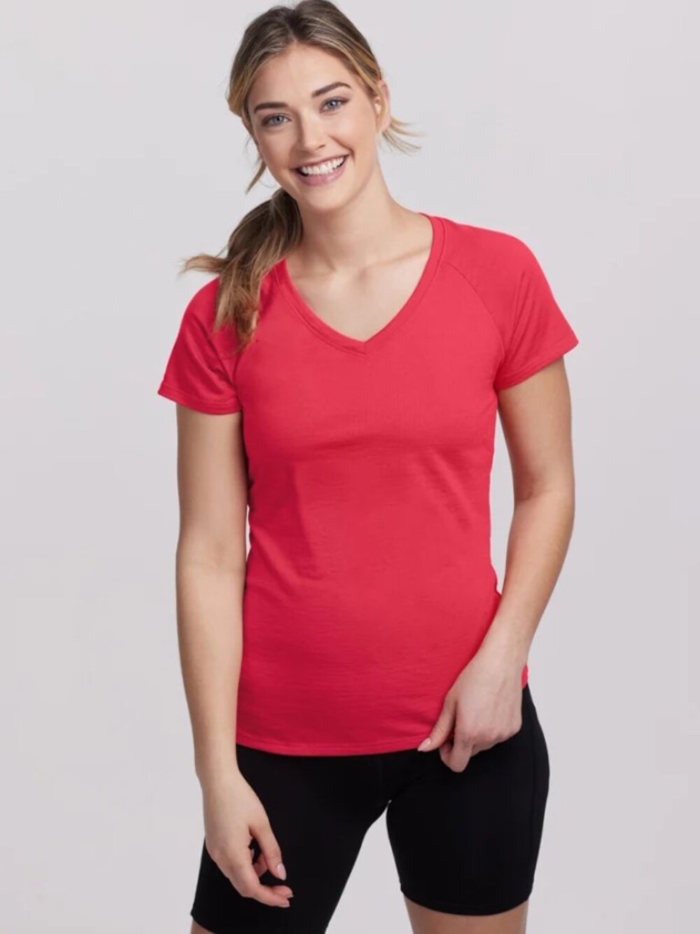 Woolx Mia V-Neck Tee Premium Women's Short Sleeve Orange Shirt Sz M